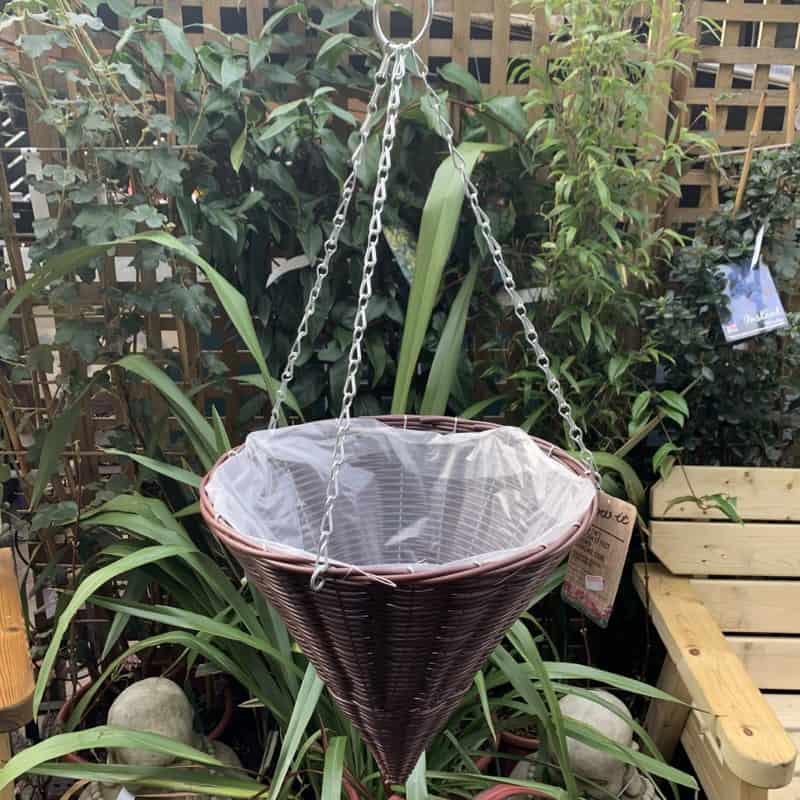 Rattan Brown Hanging cone Basket 12"